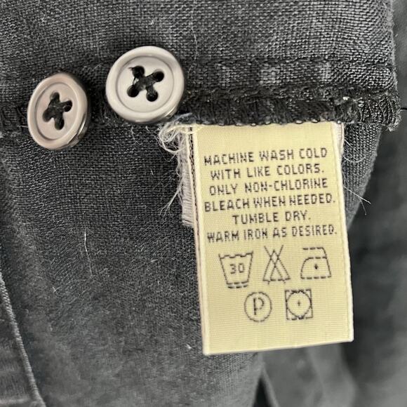 Eddie Bauer Women’s Linen Button Dress Sleeveless Pockets Charcoal Gray Large - Picture 6 of 8